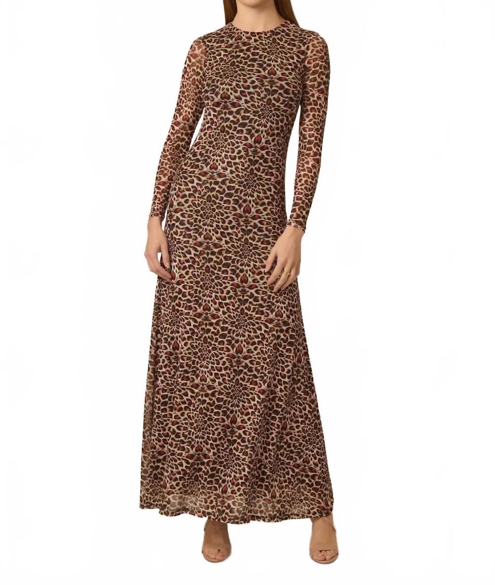 NEW GILNER FARRAR wes maxi dress in kaleidscope leopard print